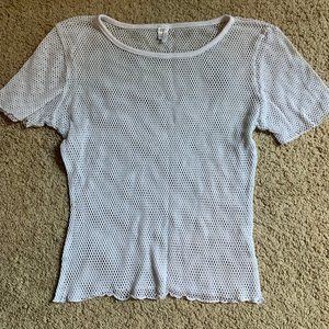 Free People White Mesh Crop-Top
